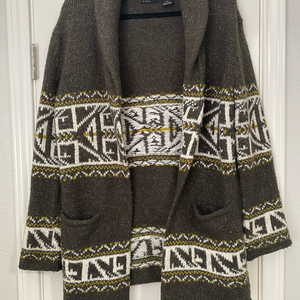 Press chunky open front sweater